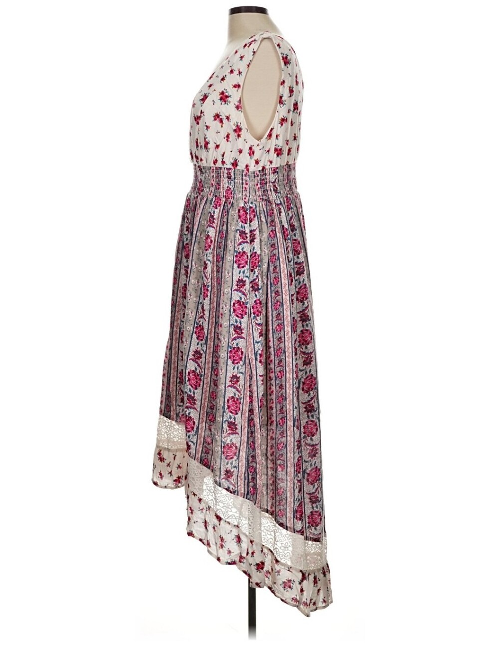 Torrid White and Pink Floral High-Low Midi Cottage Dress Size 0X - Picture 4 of 6